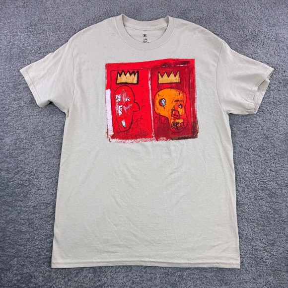 Jean-Michel Basquiat Other - Jean-Michel Basquiat Graphic TShirt Mens Medium Tan Beige Crown Art Tee RN110927